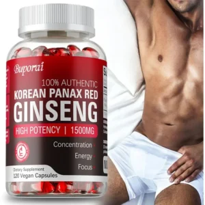 Korean Red Panax Ginseng Capsules for Energy & Focus